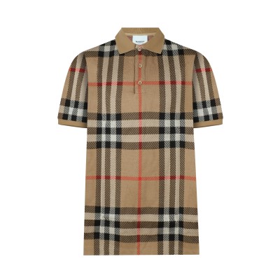 Polo Shirt Check Cotton Archive Beige