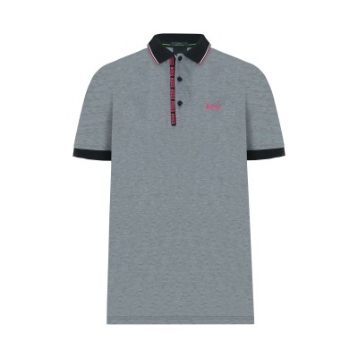 Polo Paule 4007 Grey With Logo Stripe Fuschia