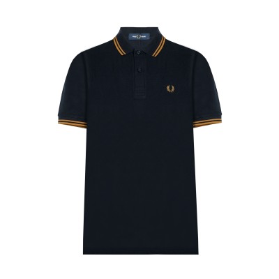 Polo Twin Tipped Navy Logo Dark Caramel