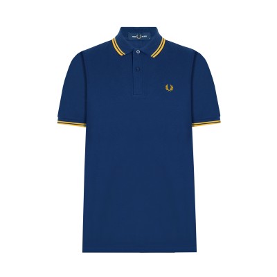 Polo Twin Tipped French Navy Logo Yellow