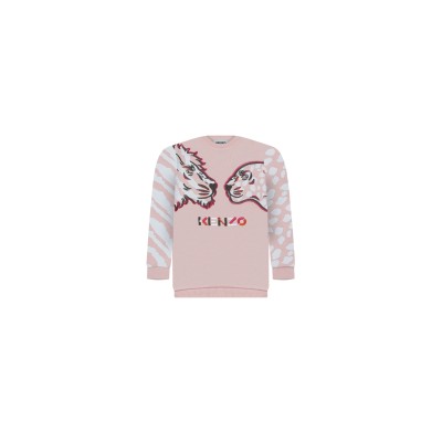 Kids Sweatshirt Lion And Tiger  Light Pink Logo Multicolor