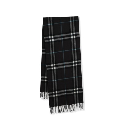 Checked Fringed-edge Cashmere Scarf in Multicolor