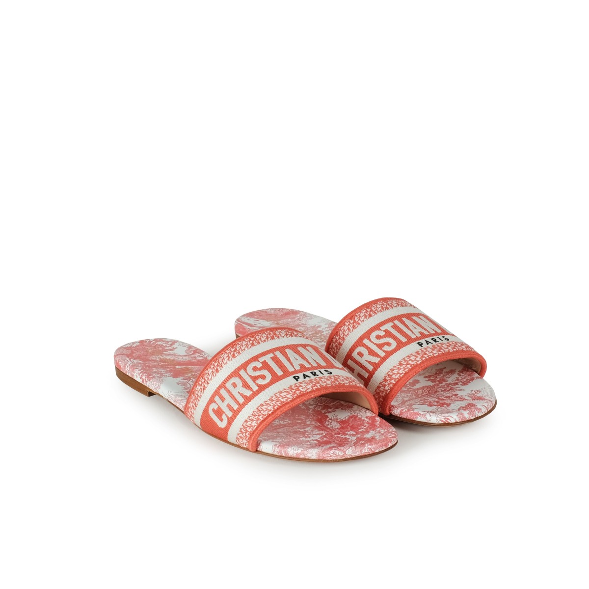 Dior｜SLIPPERS (KCQ209TJE 68H) Dway Slide Vibrant Blue Embroidered Cotton and Toile de Jouy