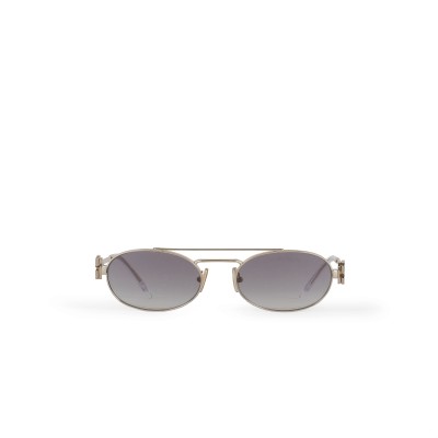 Oval Logo Sunglasses in Gold/Grey Gradient Mirror