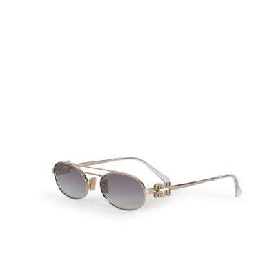 Oval Logo Sunglasses in Gold/Grey Gradient Mirror