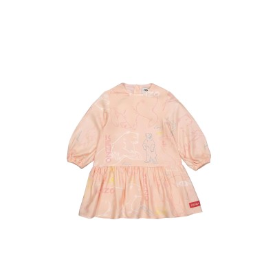 Kids Dress Bear Logo Peach