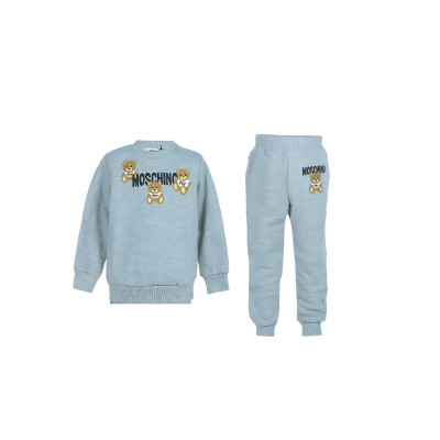 Kids 1Set Sweatshirt And Pants Teddy Toy Grey Logo White