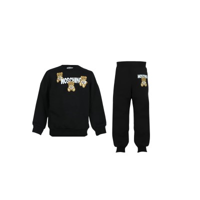 Kids 1Set Sweatshirt And Pants Teddy Toy Black Logo White