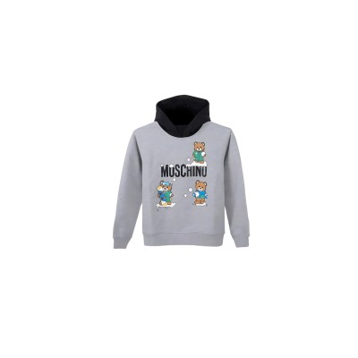 Kids Hoodie Teddy Bear Snow Grey