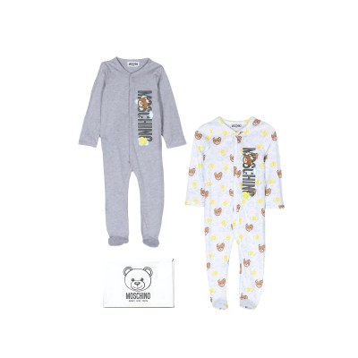 Baby Set Jersey Logo Teddy Grey And White Blue