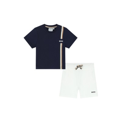 Baby 1Set Tshirt Navy  And Pants White With Logo