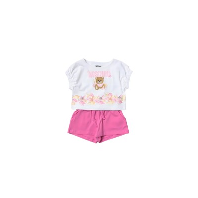 Baby 1Set Tshirt Teddy Bear Seashells White And Pants Pink