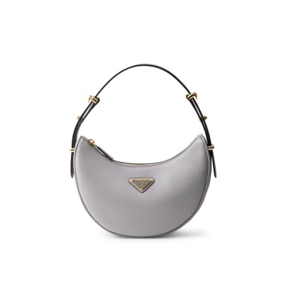 Arque Small Leather Shoulder Bag in Granite Gray