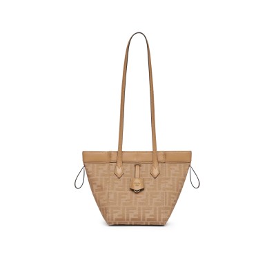 Origami Mini Beige FF Jacquard Fabric Transformable Mini Bag in Beige