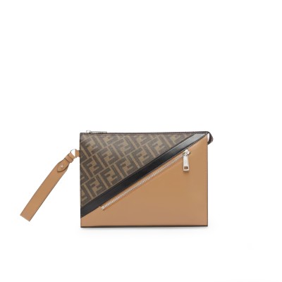 Diagonal Flat Pouch in Multicolor Leather