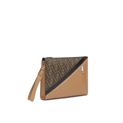 Diagonal Flat Pouch in Multicolor Leather