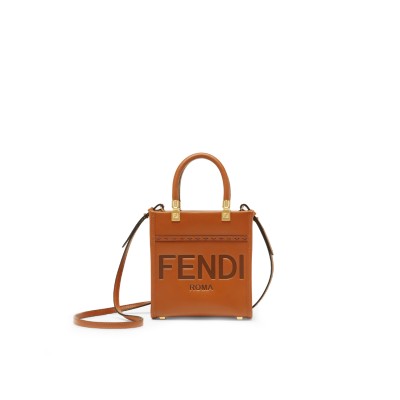 Mini Sunshine Shopper Bag in Cognac Brown