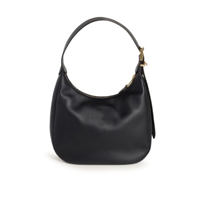 Shiny Leather Matelassé Shoulder Bag Black