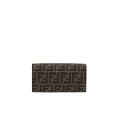 FF Continental Wallet on Chain in Brown Fabric