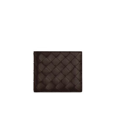 Intrecciato Bi-fold Leather Wallet in Fondant