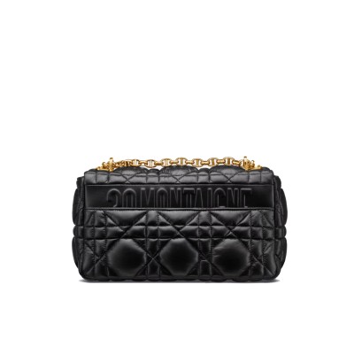 Medium Caro Bag in Black Quilted Macrocannage Calfskin