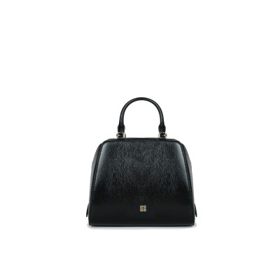 Mini Antigona Cube Bag In Leather Black