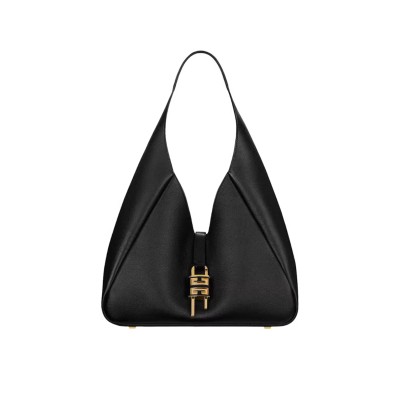 G-Hobo Medium Shoulder Bag Black Calfskin Leather