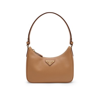 Re-edition Saffiano Leather Mini Bag in Caramel