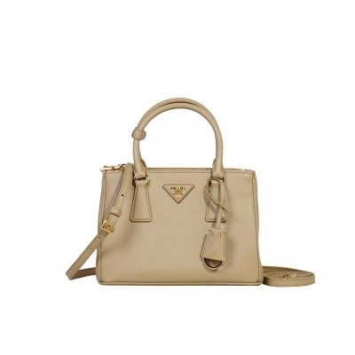 Small Galleria Saffiano Leather Bag in Sand Beige