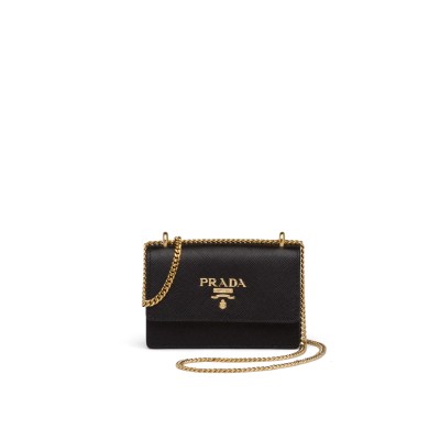 Saffiano Metal Wallet On Chain Mini Black