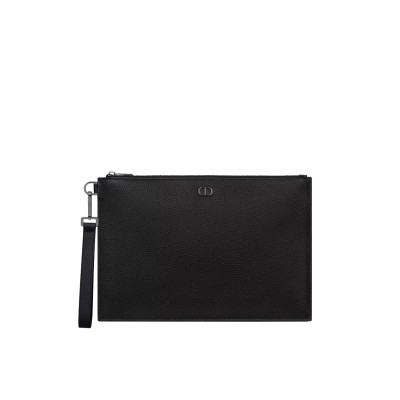 A4 Clutch Black Grained Calfskin Leather