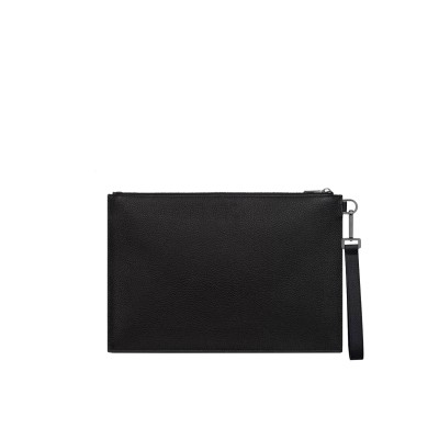 A4 Clutch Black Grained Calfskin Leather