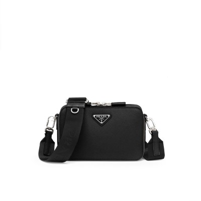 Brique Saffiano Leather Bag in Black