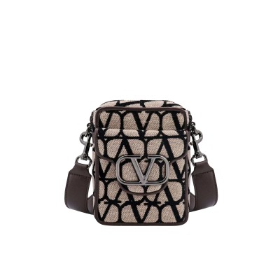 VLogo Toile Iconography Small Crossbody Bag Beige/Black