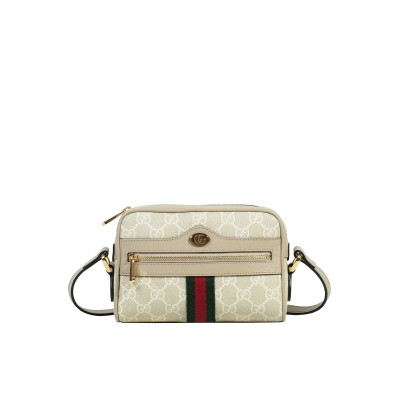 Ophidia GG Mini Crossbody Bag in Beige and White Canvas