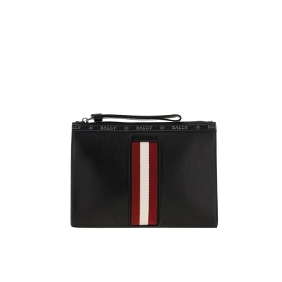 Logo Tape Zipped Clutch Bag