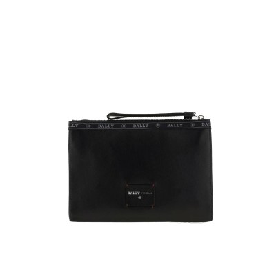 Logo Tape Zipped Clutch Bag