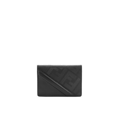 Shadow Diagonal Card Holder Black Leather