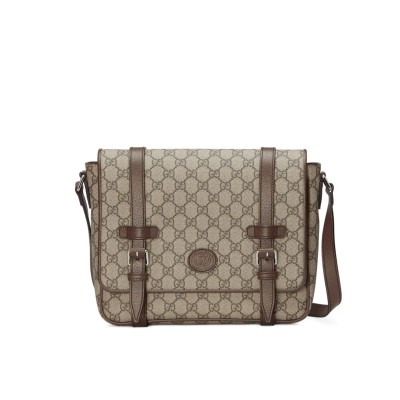 GG Supreme Logo Messenger Bag in Brown Tender