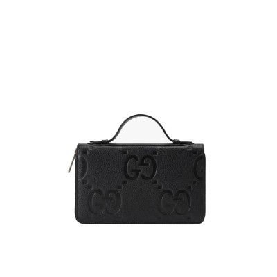 Jumbo GG Leather Travel Waller in Black