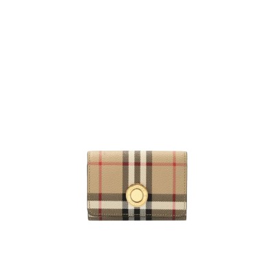 Vintage Check-Print Folded Wallet