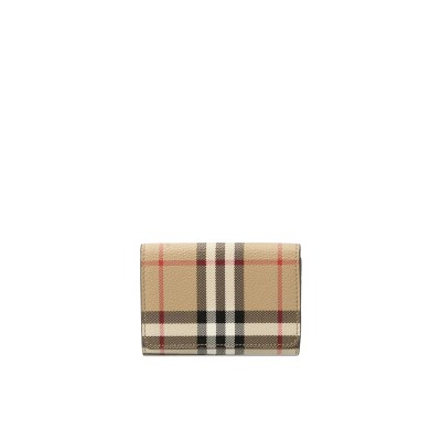 Vintage Check-Print Folded Wallet