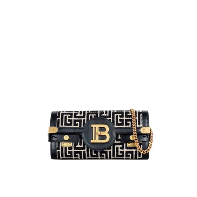 B-Buzz 23 Wallet On Chain Jacquard Monogram Black White