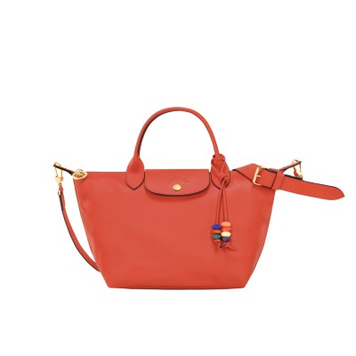 Le Pliage Xtra Leather S Handbag with Beaded Charm Sienna