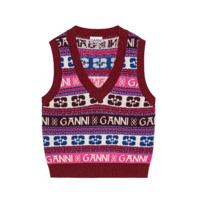 Multicolour Pink Logo Wool Mix Vest