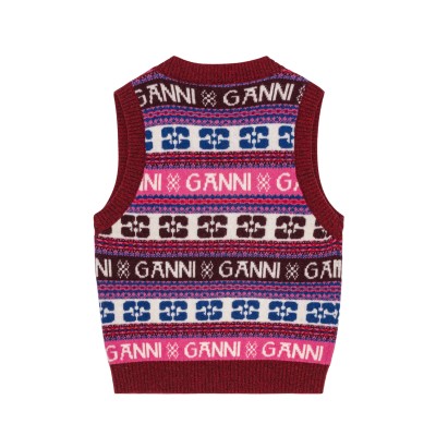 Multicolour Pink Logo Wool Mix Vest