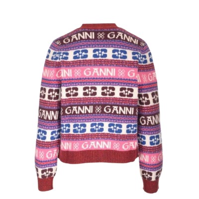 Multicolor Pink Logo Wool Mix Cardigan