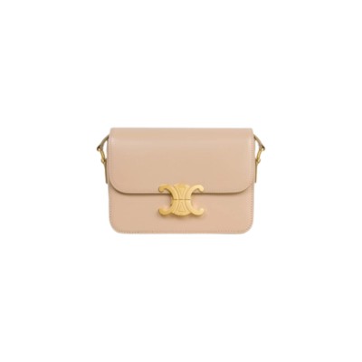 Teen Triomphe Bag In Shiny Calfskin Oat Beige