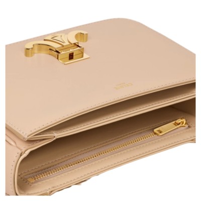 Teen Triomphe Bag In Shiny Calfskin Oat Beige