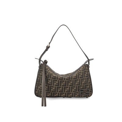 Medium FF Simply Shoulder Bag in Brown Canvas